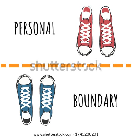 Personal boundary. The limit line as a protection of personal space. vector illustration. concept of social distance vector illustration in flat style. for blogs, articles, and social networks