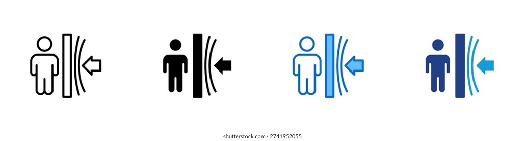 Personal Boundary Multiple Style Icon Design Vector - Person facing barrier with arrow representing personal space, boundary control, and access restriction
