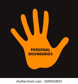 Personal boundary. Prohibiting palm, psychotherapy icon, vector illustration