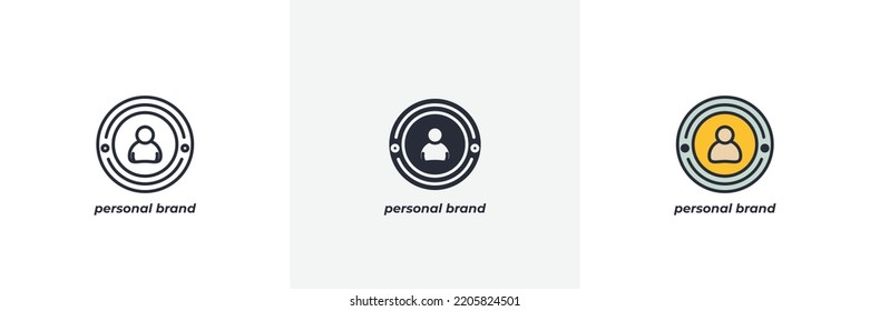 Personal Brand Icon. Line, Solid And Filled Outline Colorful Version, Outline And Filled Vector Sign. Idea Symbol, Logo Illustration. Vector Graphics