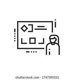 Personal branding black line icon. Self-promotion and advertising. Pictogram for web page, mobile app, promo. UI UX GUI design element. Editable stroke