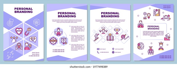 Personal branding brochure template. Public authority. Flyer, booklet, leaflet print, cover design with linear icons. Vector layouts for presentation, annual reports, advertisement pages
