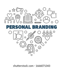 Personal Branding Heart vector concept thin line illustration or banner 