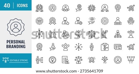 Personal Branding icon set. Outline Icon Set. Vector Illustration with Editable Strokes