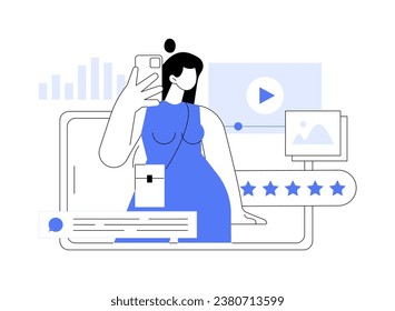 Personal branding isolated cartoon vector illustrations. Girl shooting video using smartphone, vlogging content, art activity, influencer marketing, personal branding creation vector cartoon.