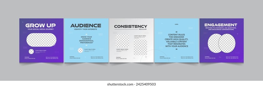 personal branding tips social media carousel, colorful and modern carousel banner design for personal growth coach, vector illustration EPS 10
