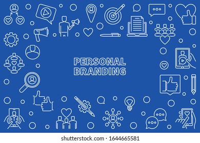 Ilustración de línea delgada o marco horizontal de concepto vectorial de promoción de marca personal