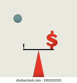 Personal or business budget balance vector concept. Symbol of consulting, advising on tax, money, saving, investment. Eps10 illustration.