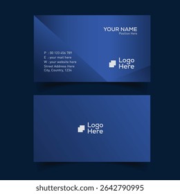 Personal business card layout with minimal design for branding and professional use in deep blue color combination