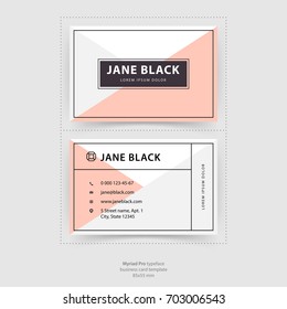 Personal business card template in minimalistic flat style