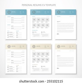 Personal business curriculum vitae and resume vector in two colors