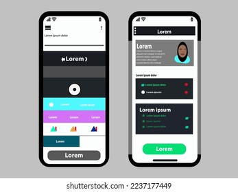 Personal business sites user interface design for mobile application. Vector file. Blogging sites user interface design for mobile application. Vector file.