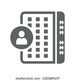 Personal, calendar, date icon. Gray vector graphics.