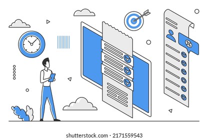 Datos personales de candidatos. Información de contacto de los empleados, posible reanudación de la ilustración monocolor vector