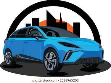 Logotipo de automóvel pessoal com fundo de construção, adequado para logótipos da comunidade ou de empresas no setor automóvel, por exemplo, lavagem de automóveis e assim por diante