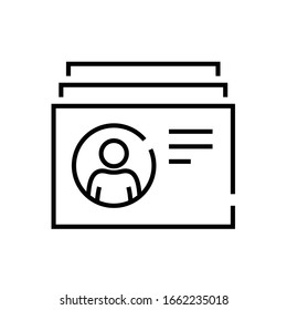 Icono de línea de tarjeta personal, signo de concepto, ilustración de vector de contorno, símbolo lineal.