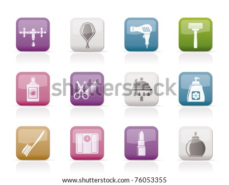 Personal care and cosmetics  icons - vector icon set