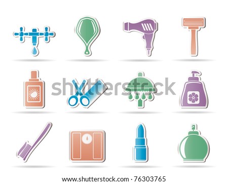 Personal care and cosmetics  icons - vector icon set
