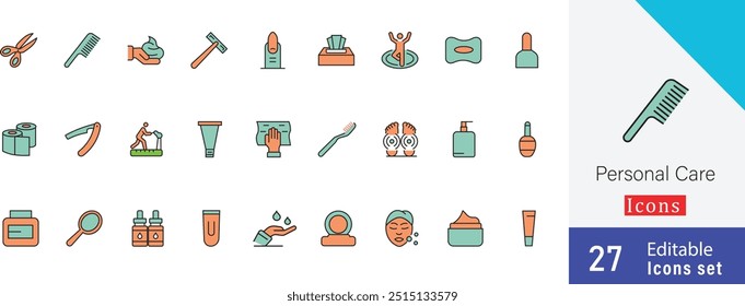 Diseño de Arte vectorial colorido del icono del cuidado personal. 