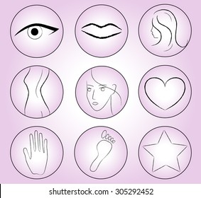 Personal care icons set. Vector.