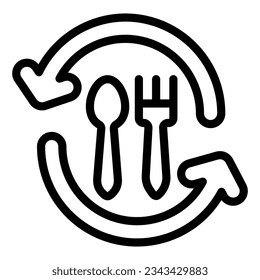 Personal Care line icon, officesyndrome concept, fork and spoon vector sign on white background, self care outline style mobile concept web design. Vector graphics.