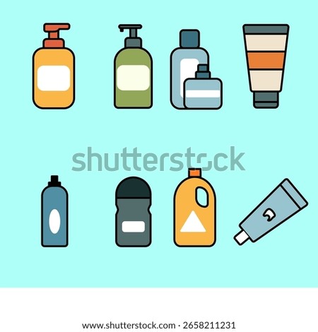 personal care product flat design icon set