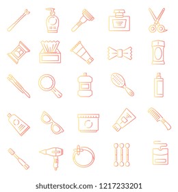 Personal care product line gradient vector icon set. icon collection,