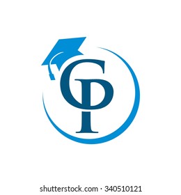 Personal Center College, C P Initial Logo Template