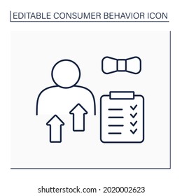 Personal Characteristic Line Icon. Customer Perception. Individual Features Like Age, Occupation, Gender. Analysis Customers.Consumer Behavior Concept. Isolated Vector Illustration. Editable Stroke