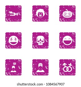 Personal choice icons set. Grunge set of 9 personal choice vector icons for web isolated on white background