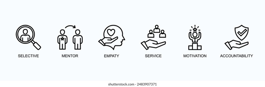 Personal Coach Banner Web Icon Vector Illustration Concept With Selective, Mentor, Empaty, Service, Motivation, Accountability