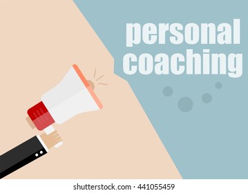 personal coaching. Megaphone Flat design vector business illustration concept Digital marketing business man holding megaphone for website and promotion banners.
