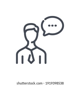 Personal communication and Private conversation line icon. Business person with Chat vector outline sign.
