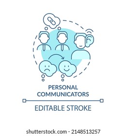 Personal communicators turquoise concept icon. Business communication style abstract idea thin line illustration. Isolated outline drawing. Editable stroke. Arial, Myriad Pro-Bold fonts used