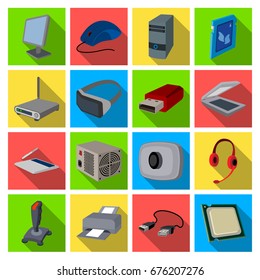 Personal computer accessories set icons in flat style. Big collection of personal computer accessories vector symbol stock illustration