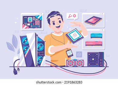 personal computer build vector illustration design