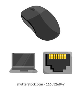 Personal computer cartoon icons in set collection for design. Equipment and accessories vector symbol stock web illustration.