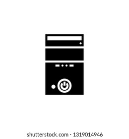 Personal computer case icon glyph or solid style vector illustration. computer hardware and accessories