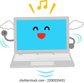 Personal computer character with wings