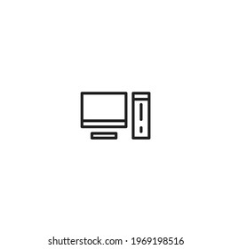 Personal Computer CPU Icon Illustration Design Template with outline style
