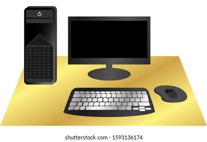 personal computer with CPU Monitor Keyboard and mouse on the table