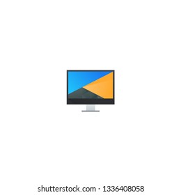 Personal computer desktop. Screen wallpaper vector illustration. 