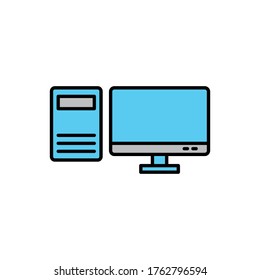 Personal computer, flat icon set. Design template vector