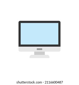 Personal computer in flat style. Desktop pc vector illustration on isolated background. Monitor display sign business concept.