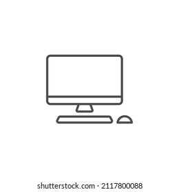 Personal computer in flat style. Desktop pc vector illustration on isolated background. Monitor display sign business concept.