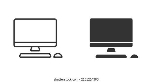 Personal computer in flat style. Desktop pc vector illustration on isolated background. Monitor display sign business concept.