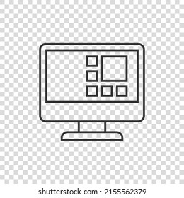 Personal computer in flat style. Desktop pc vector illustration on isolated background. Monitor display sign business concept.