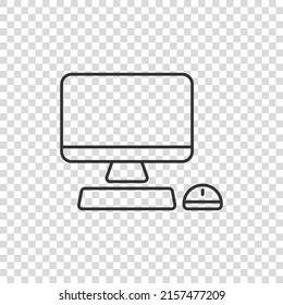 Personal computer in flat style. Desktop pc vector illustration on isolated background. Monitor display sign business concept.