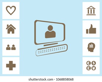 Personal Computer Icon With Bonus Icons. Eps-10.