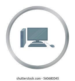 Personal computer icon in cartoon style isolated on white background. Office furniture and interior symbol stock vector illustration.